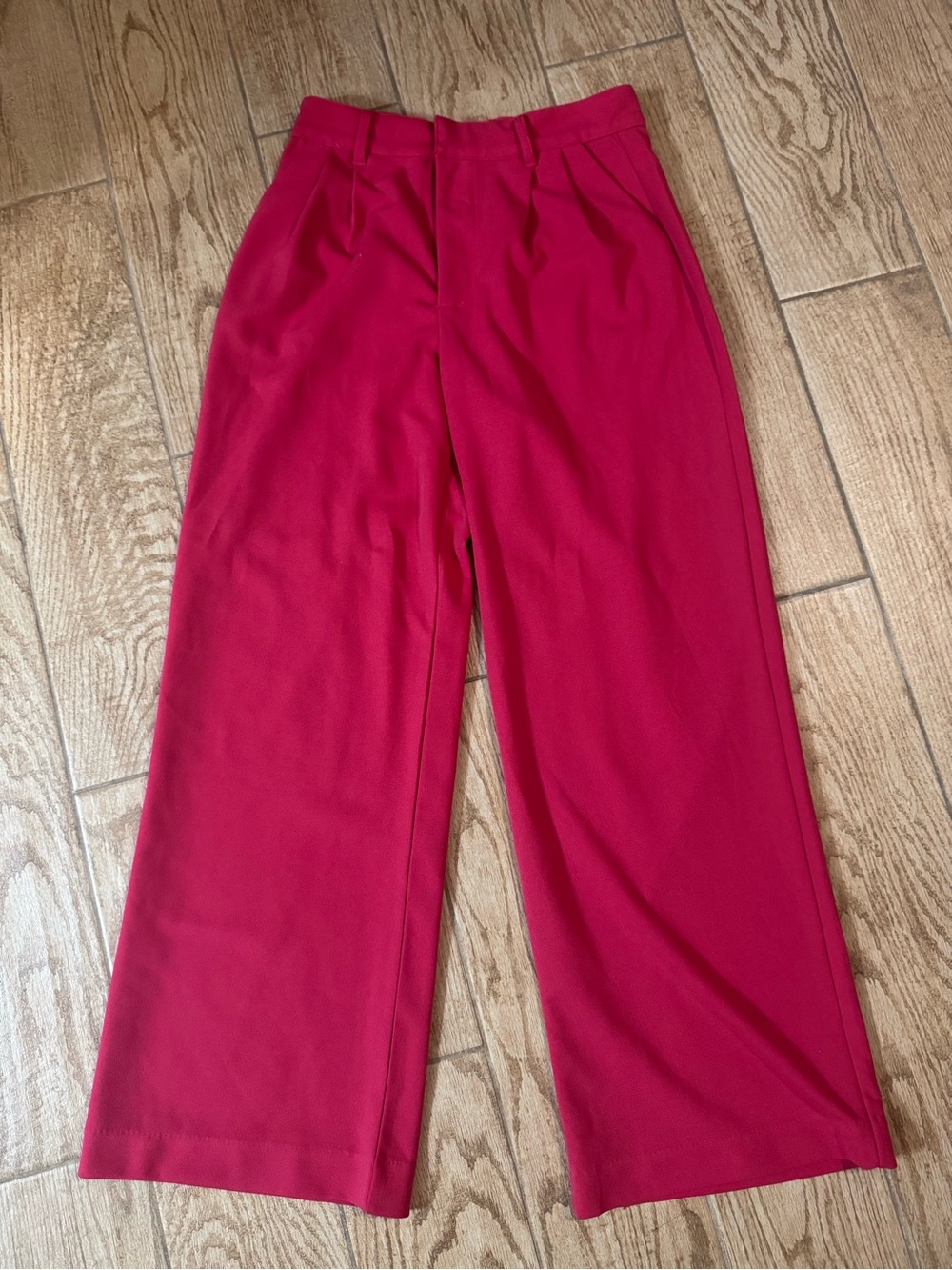 Rewash Wide-Leg High-Rise Pants in Raspberry